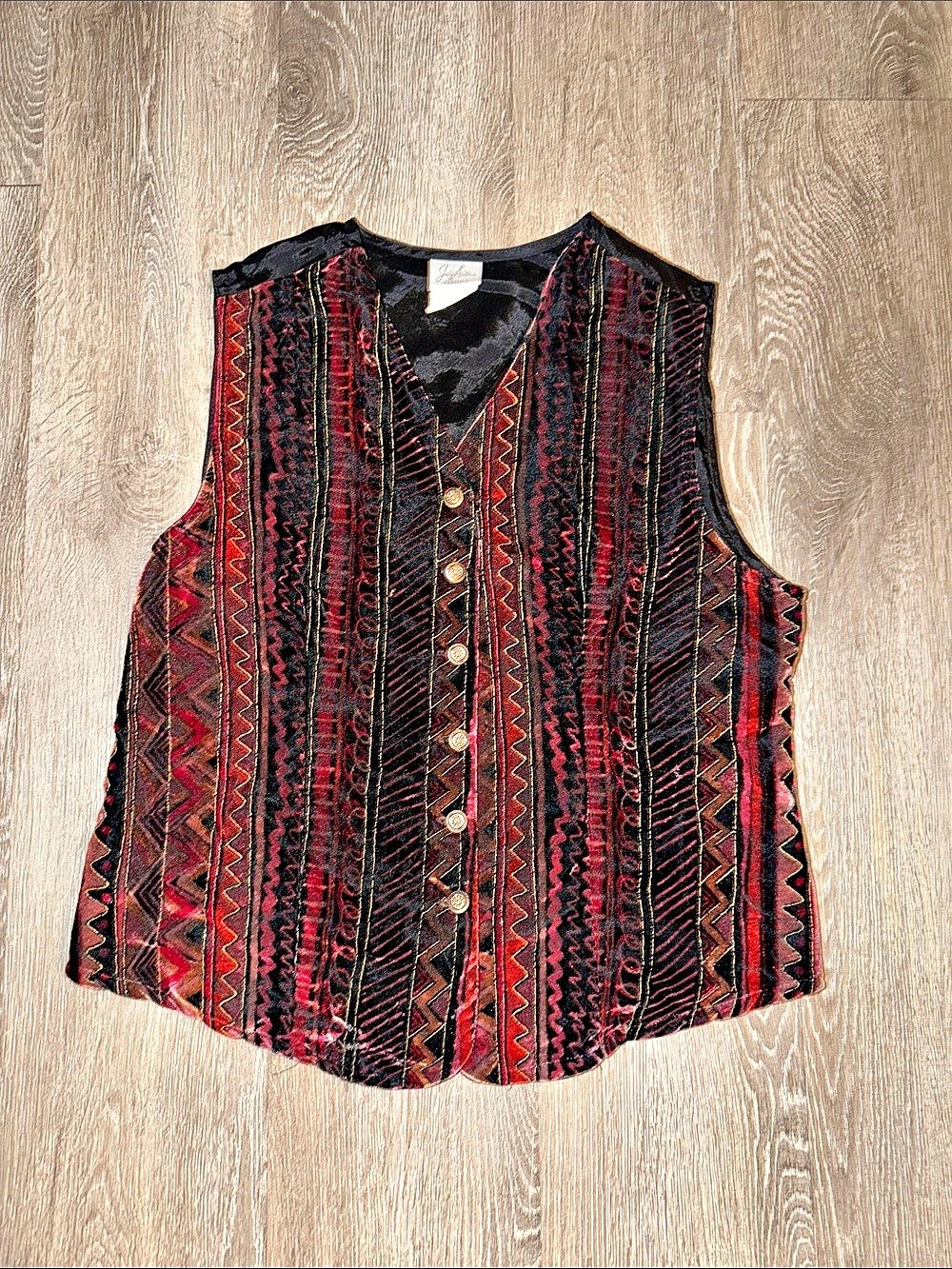 Jaqueline smith vintage whimsy goth Geometric Vest Black & Red Size Large